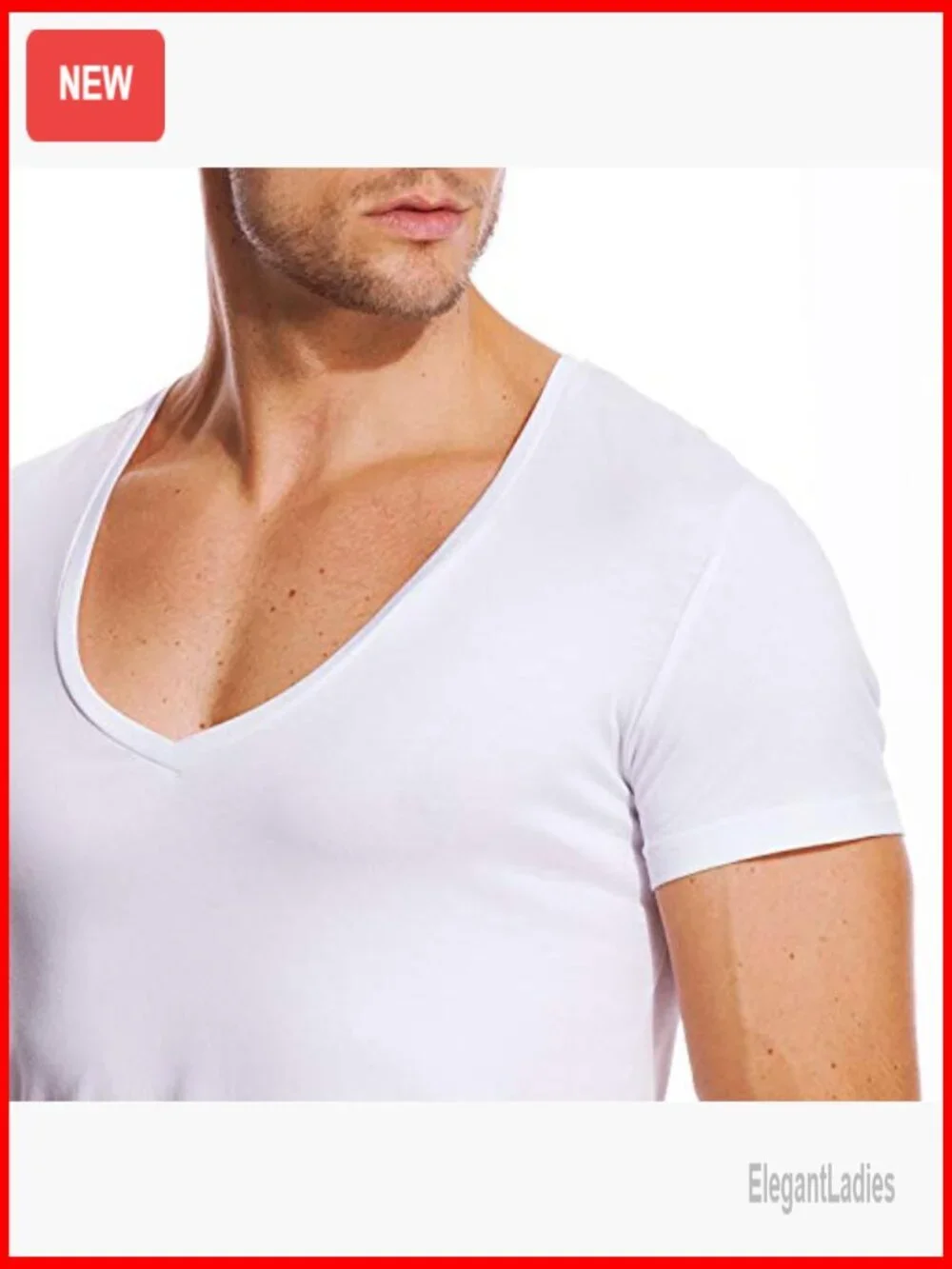 Men's Deep V-Neck Slim Fit Cotton Stretch Undershirt Tee